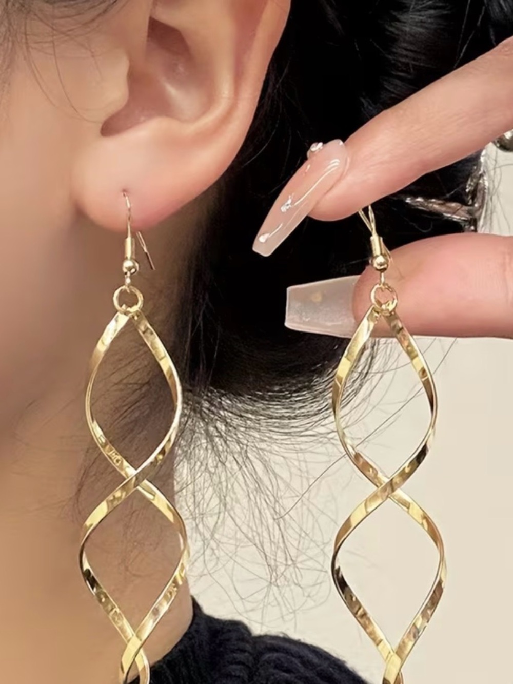 Gold Twisted Drop Earrings - Women Jewelry